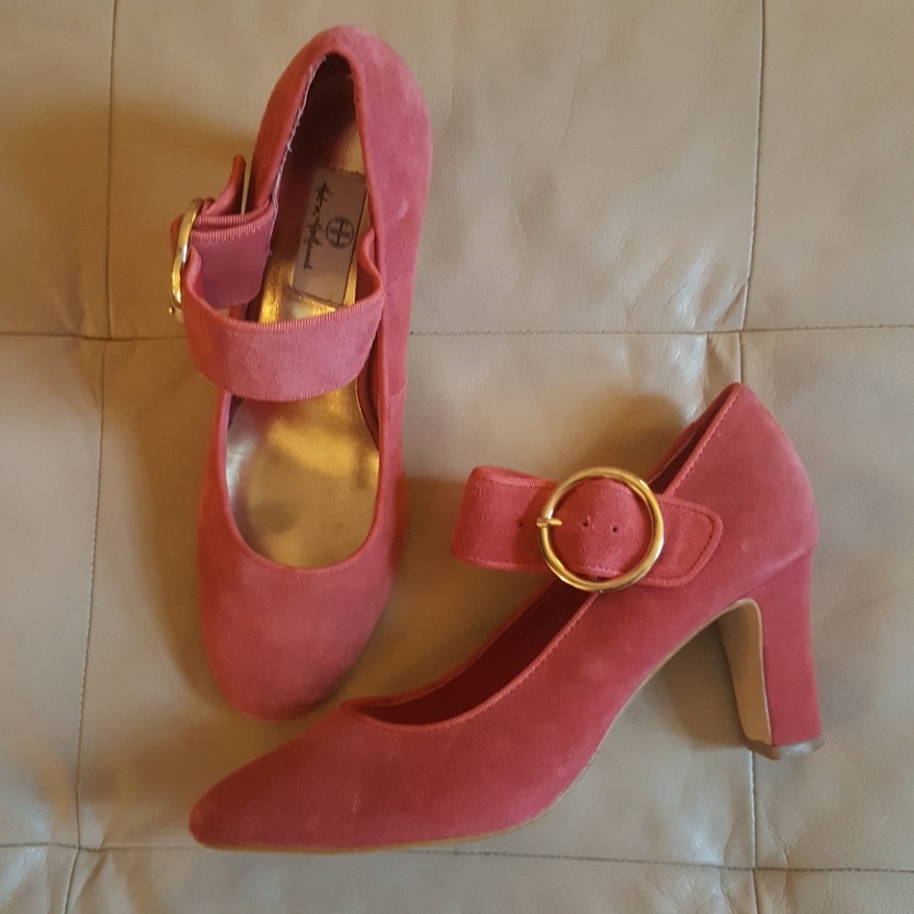 Coral suede heels